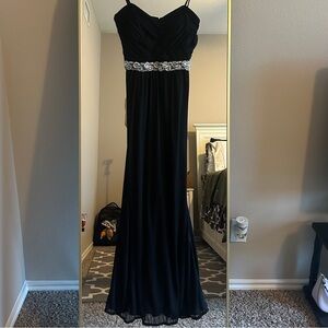 City Triangles Black Maxi Dress with Silver Accents